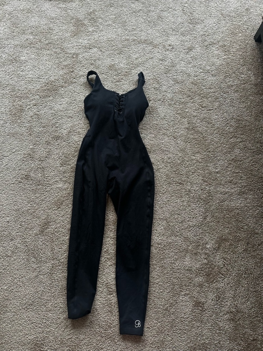 Bombshell Sportswear Black Lace-Up Front Jumpsuit